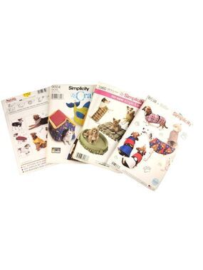 Simplicity Burda Sewing Patterns For Pets Dog Clothes Beds & Cat Toys Lot Of 4